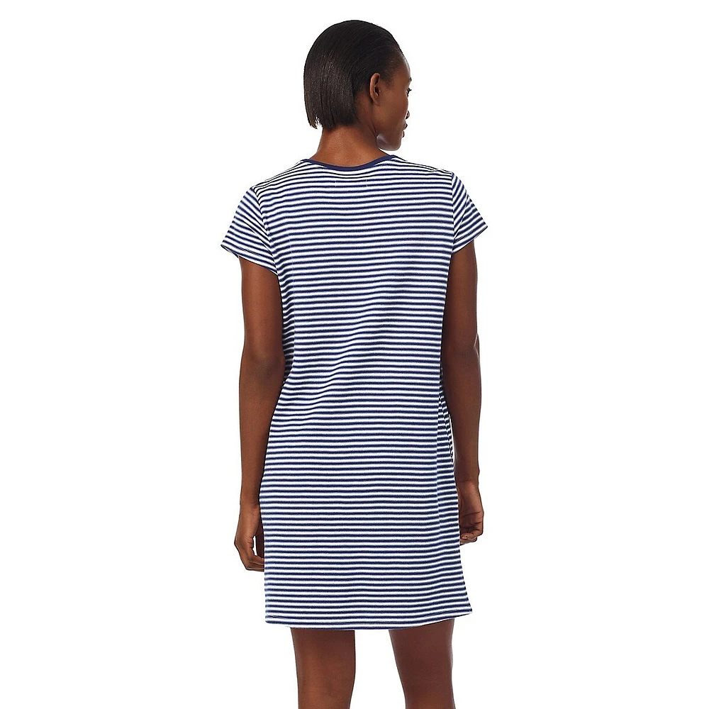 Striped Short-Sleeve Crewneck Sleepshirt