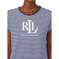 Striped Short-Sleeve Crewneck Sleepshirt