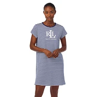 Striped Short-Sleeve Crewneck Sleepshirt