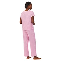 2-Piece Short-Sleeve Henley & Ankle Pant Pyjama Set