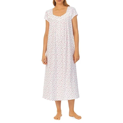 Rose-Print Long Nightgown