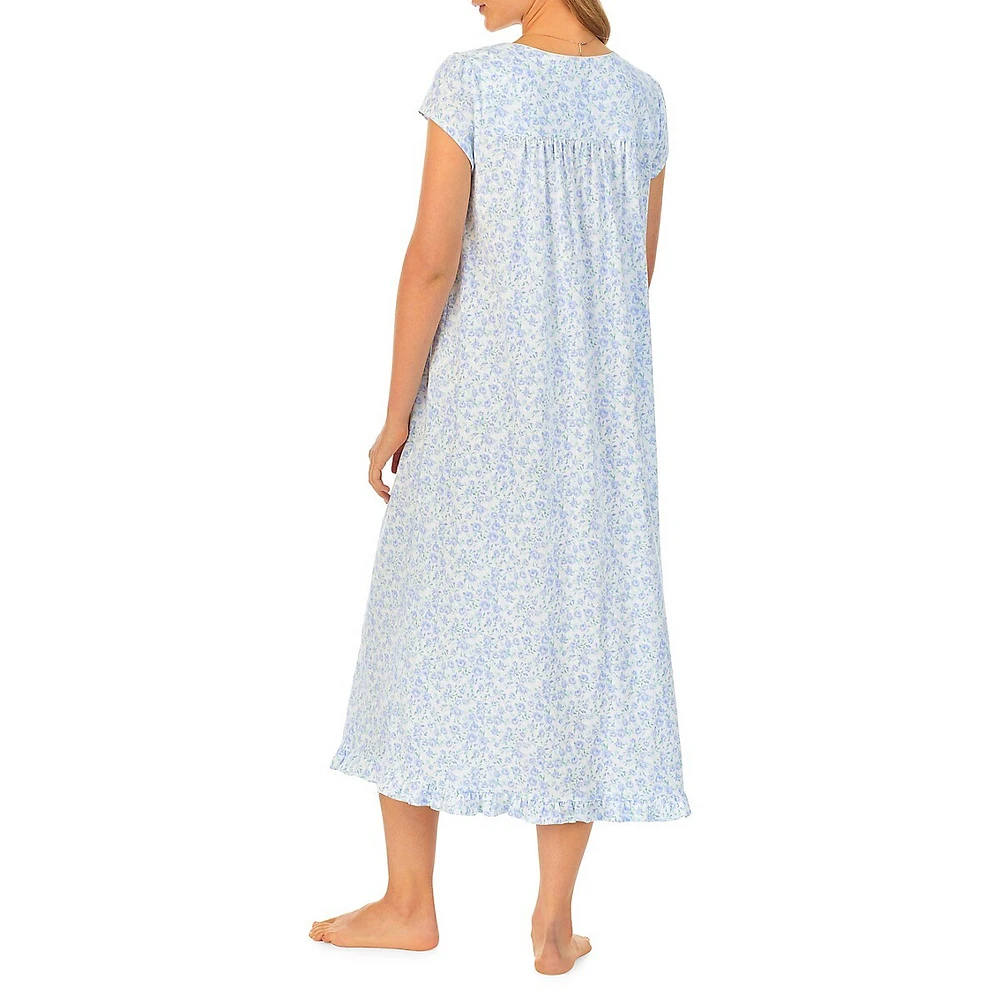 Floral Jersey Long Nightgown