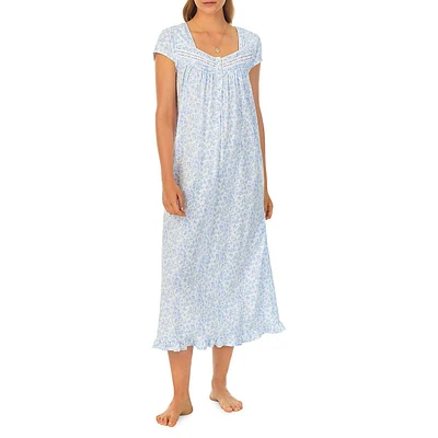 Floral Jersey Long Nightgown