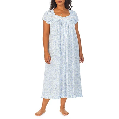 Plus Floral Jersey Long Nightgown