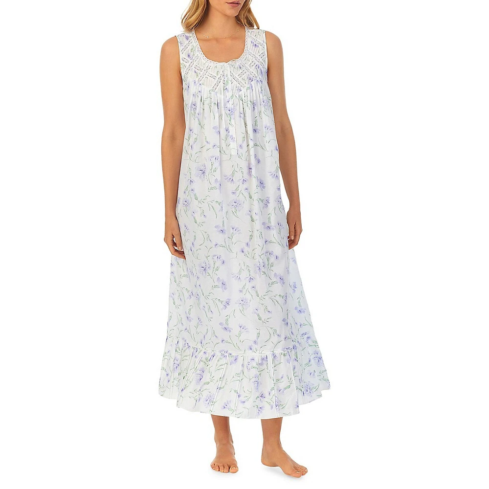 Cotton Lawn Floral Long Nightgown
