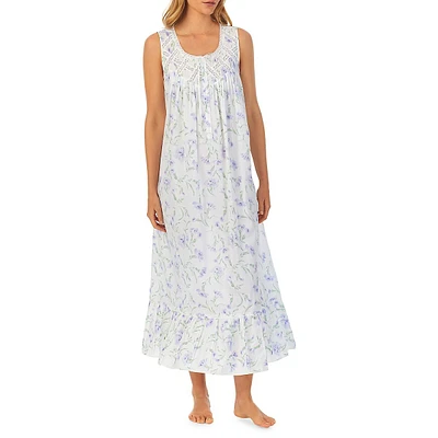 Cotton Lawn Floral Long Nightgown