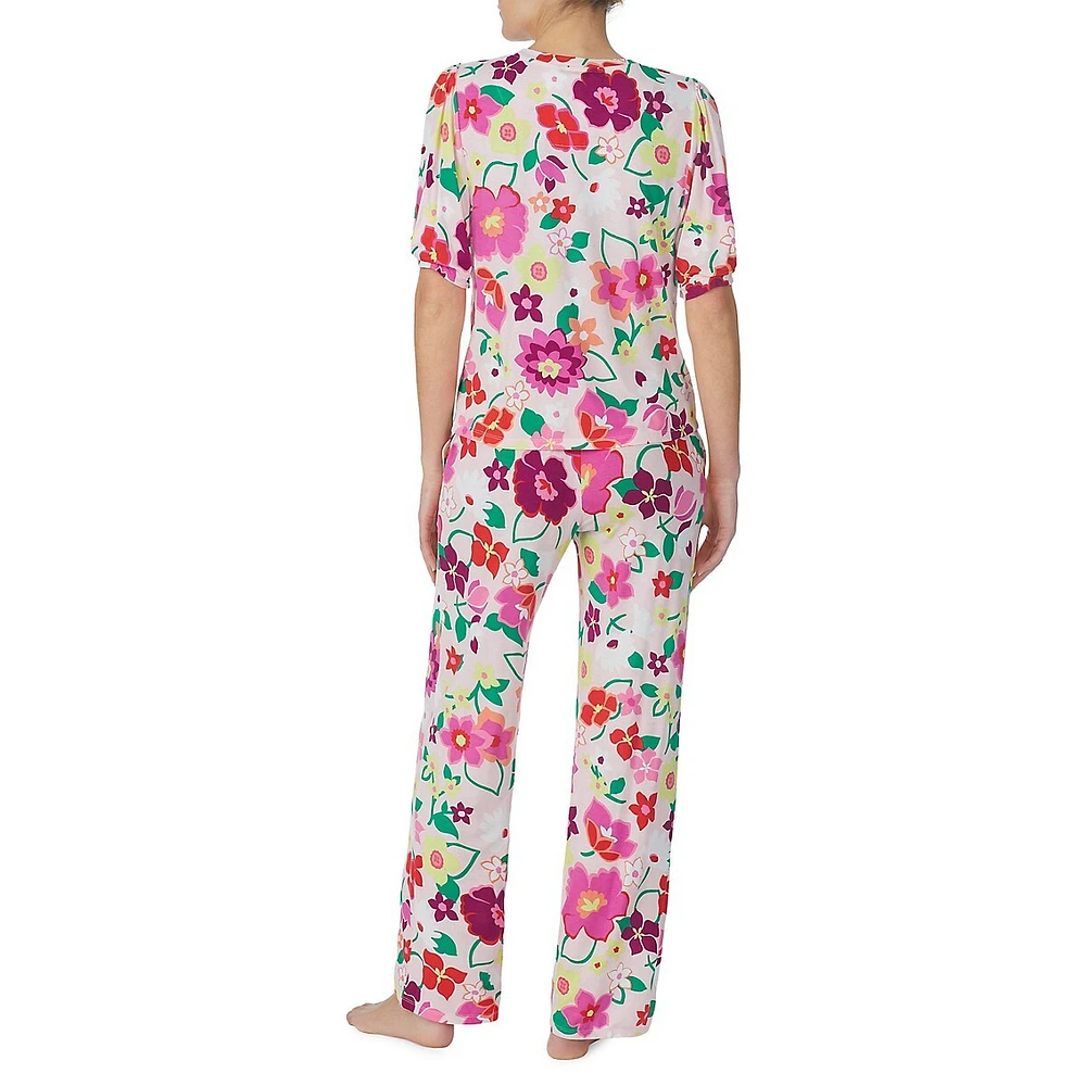 2-Piece Printed Puff-Sleeve Pyjama Set