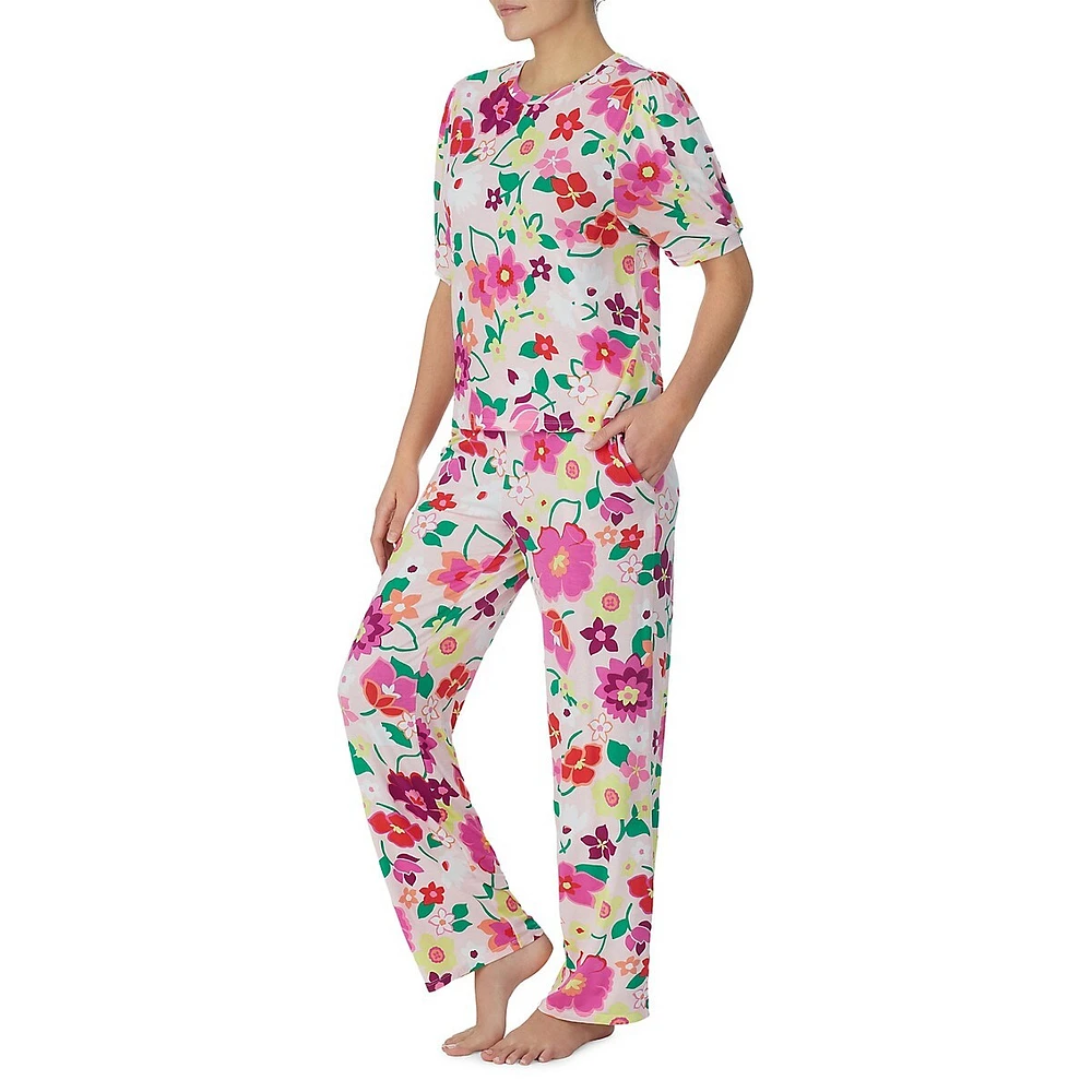 2-Piece Printed Puff-Sleeve Pyjama Set