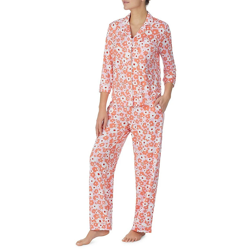 2-Piece Printed Notch Pyjama Set