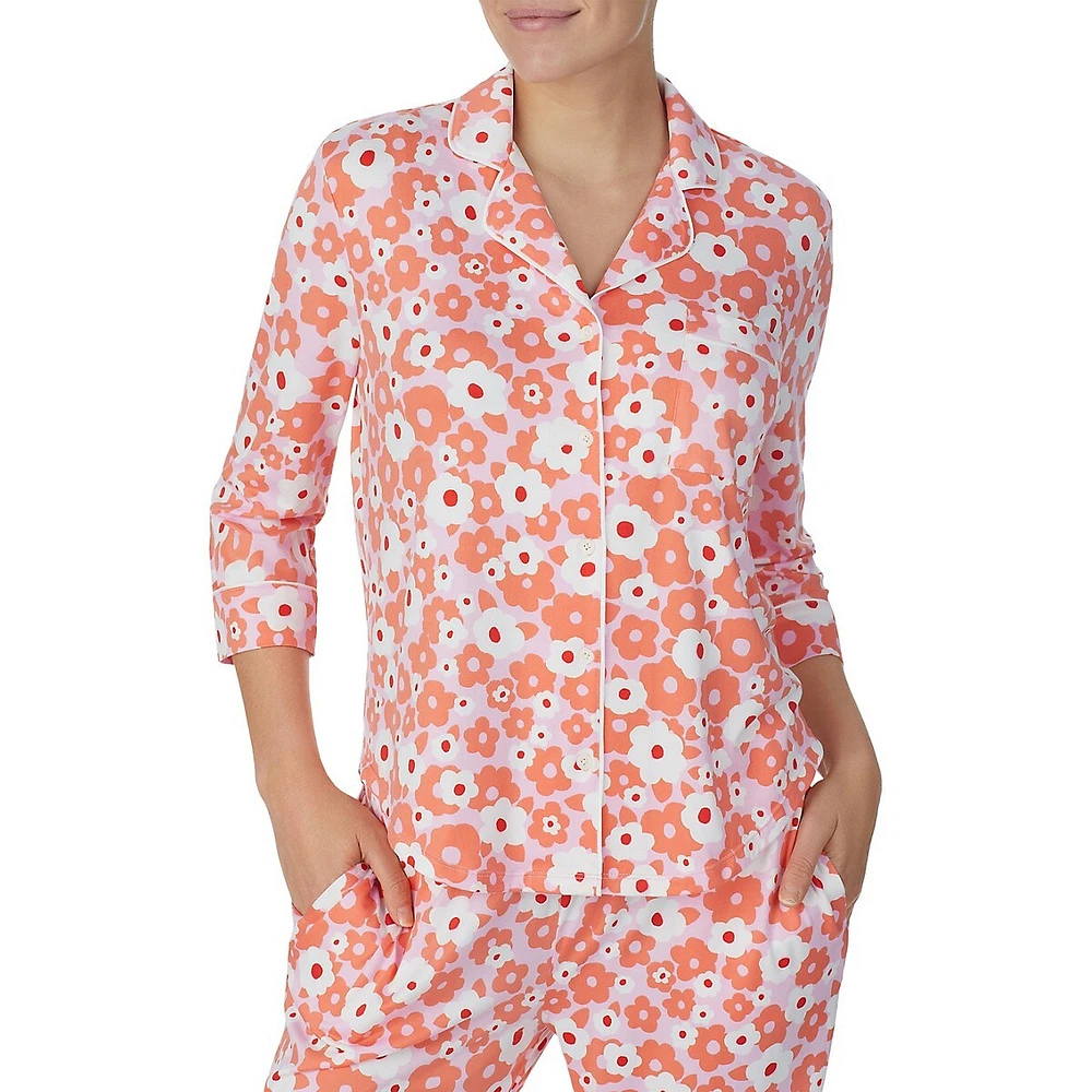 2-Piece Printed Notch Pyjama Set