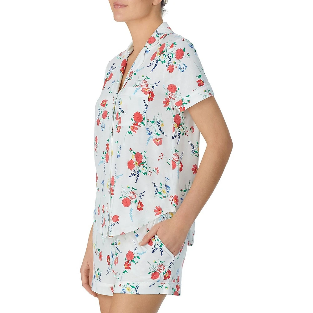 Stretch-Modal Jersey 2-Piece Floral Boxer Shorts Pyjama Set