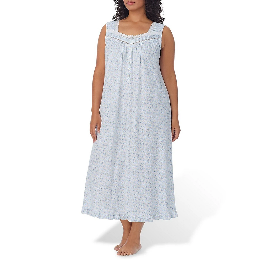 Plus Sleeveless Floral Ballet Nightgown