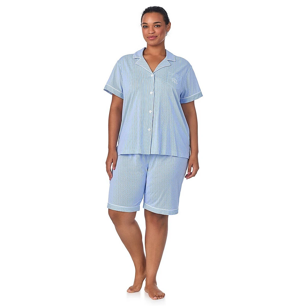 Plus 2-Piece Striped Bermuda-Short Pyjama Set