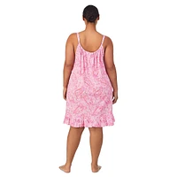 Plus Tunnelneck Paisley-Print Short Nightgown