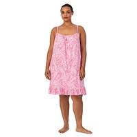 Plus Tunnelneck Paisley-Print Short Nightgown