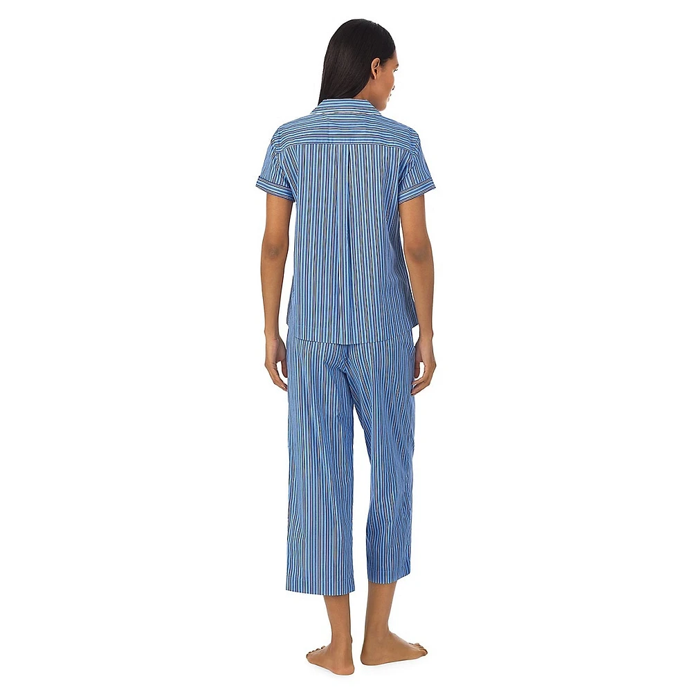 2-Piece Striped Top & Capri Pants Pyjama Set