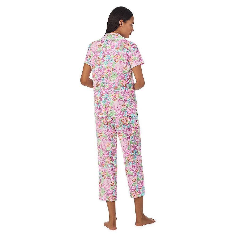 2-Piece Floral Top & Capri Pants Pyjama Set