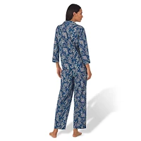 2-Piece Striped Three-Quarter Sleeve Top & Pants Pyjama Set