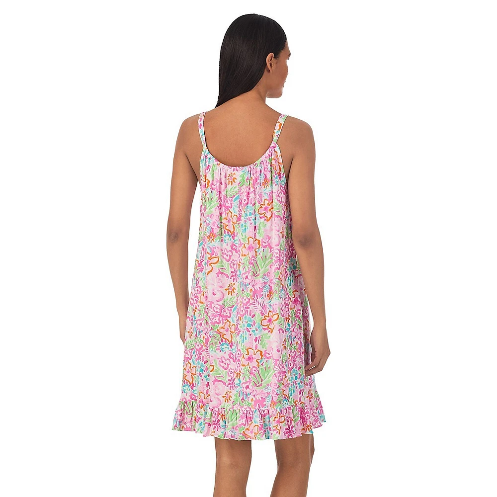 Tunnelneck Print Short Nightgown