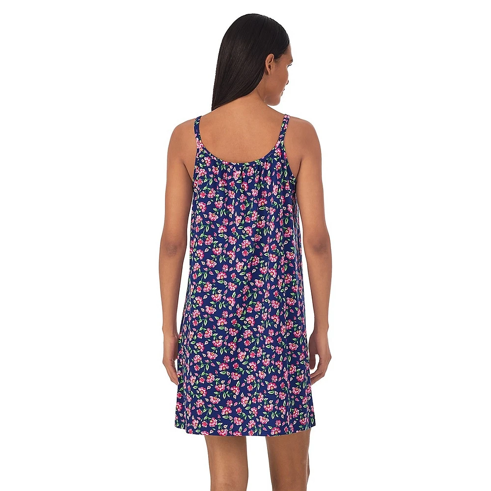 Double-Strap Floral Short Nightgown