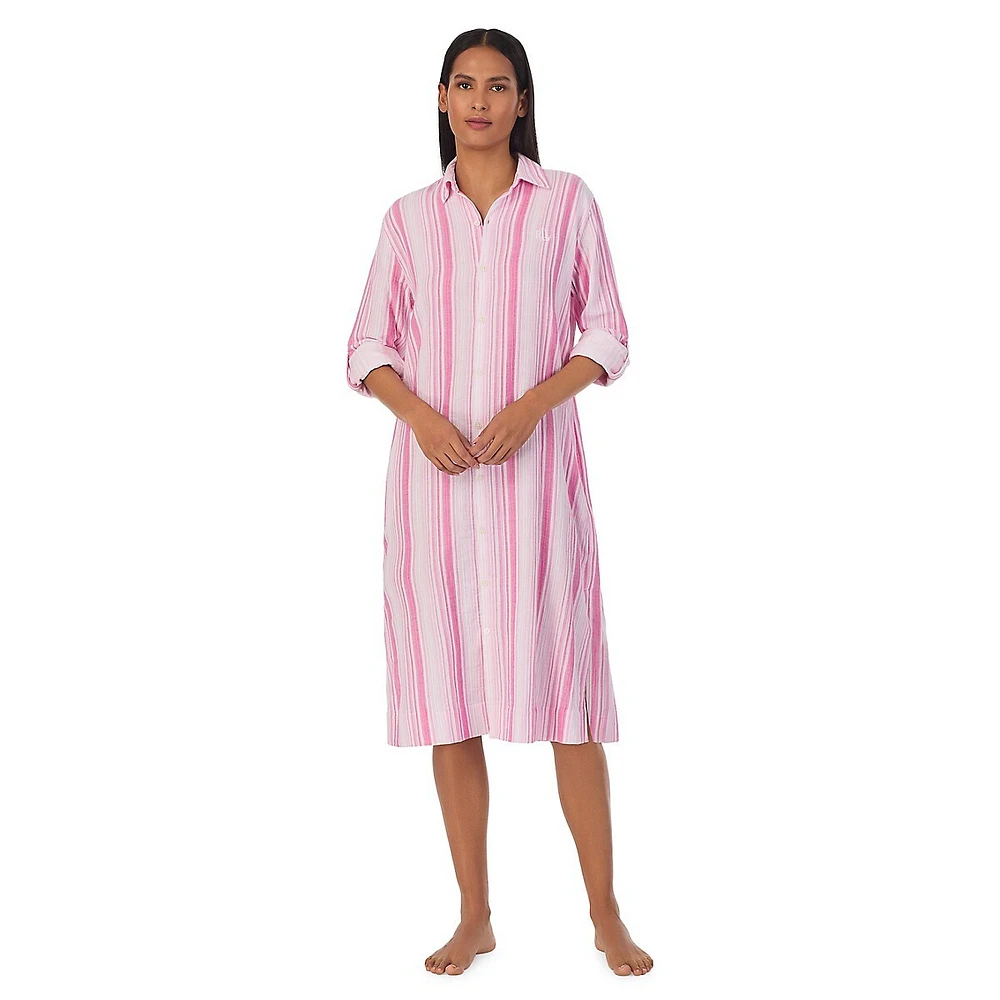 His Shirt Roll-Tab Midi Sleepshirt