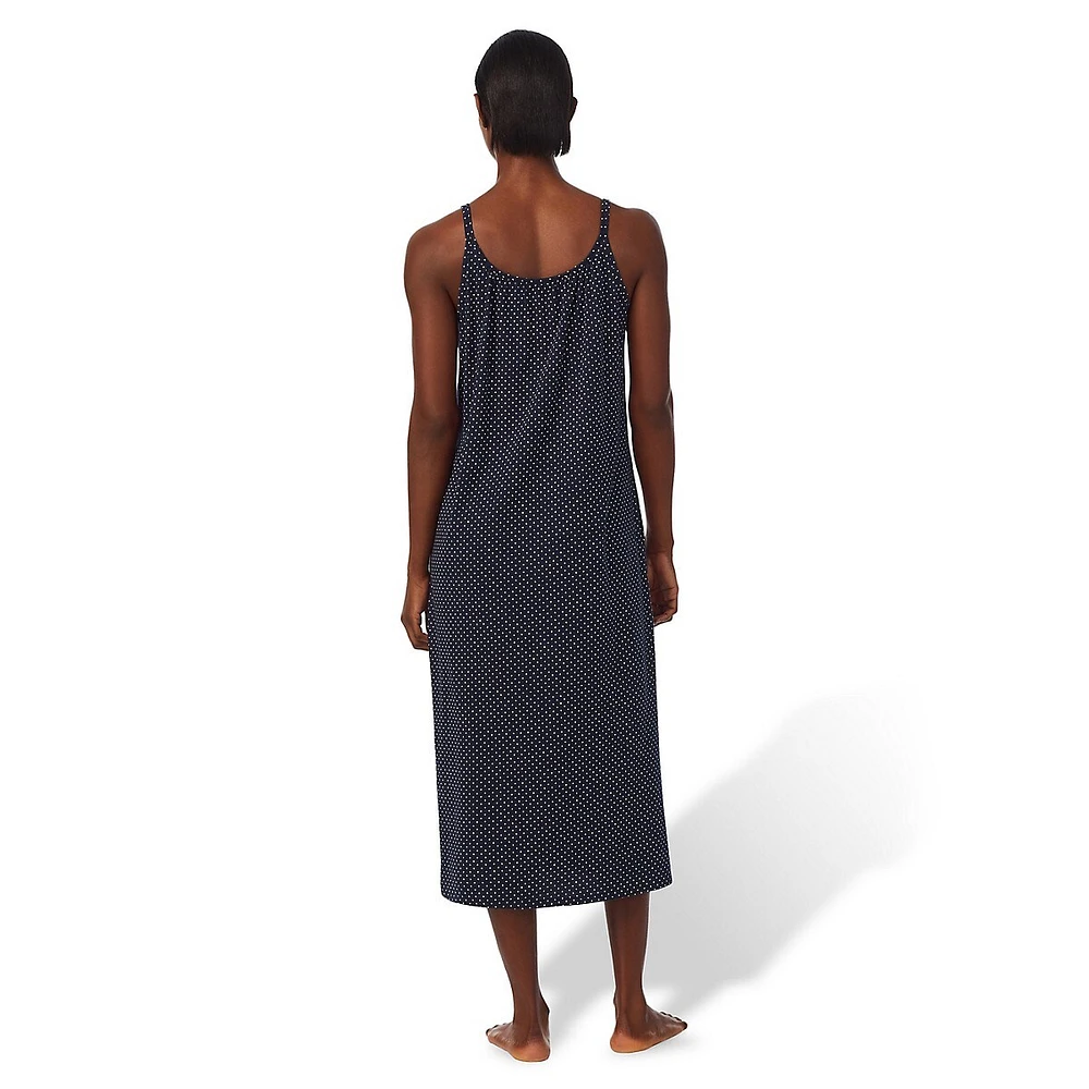 Chemise de nuit ballet à pois et doubles bretelles