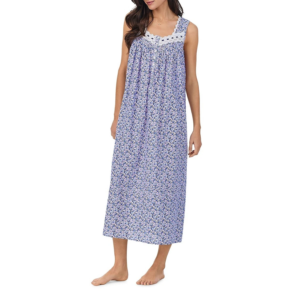 Floral Sleeveless Midi Nightgown