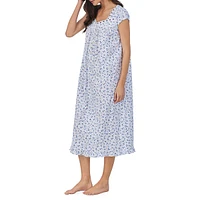 Floral Cap-Sleeve Midi Nightgown