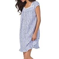 Floral Cap-Sleeve Short Nightgown