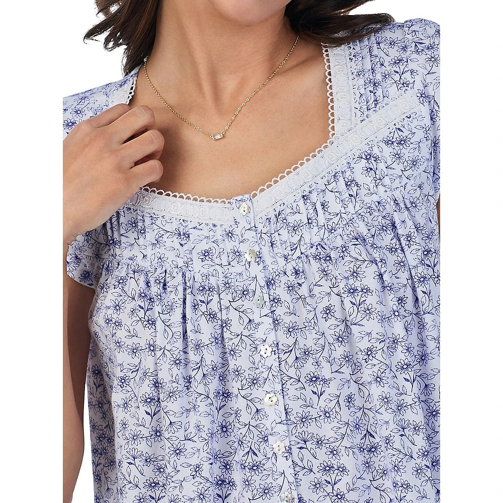 Floral Cap-Sleeve Short Nightgown