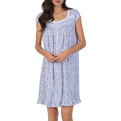 Floral Cap-Sleeve Short Nightgown