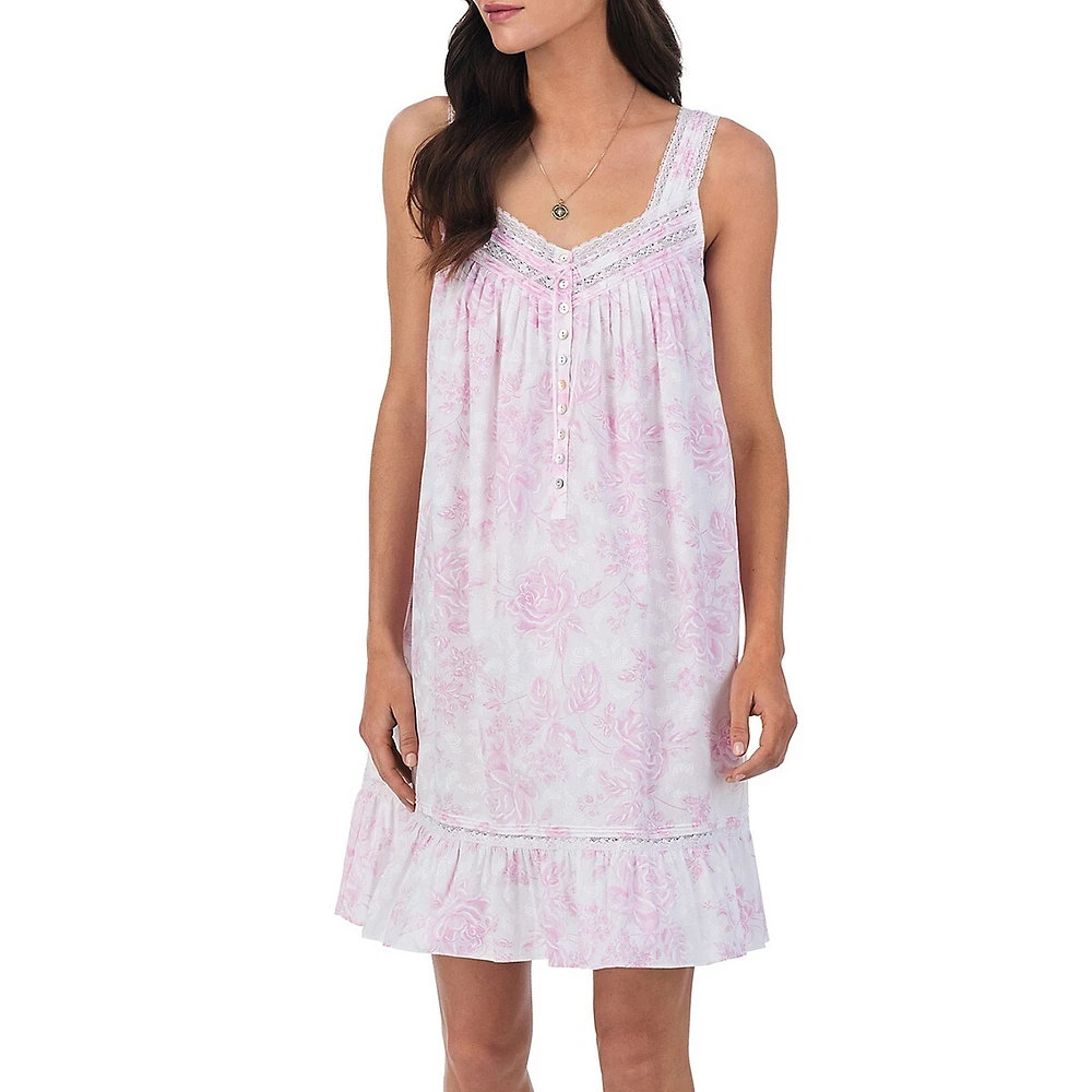 Rose-Print Sleeveless Chemise