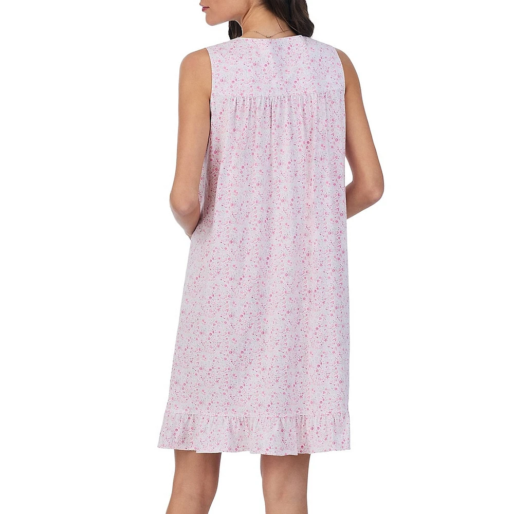 Sleeveless Floral Short Nightgown