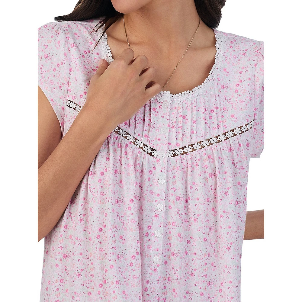 Floral Jersey Midi Nightgown