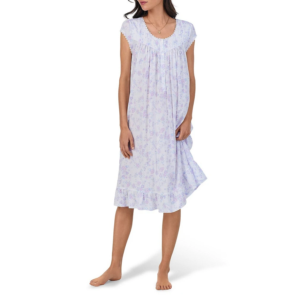 Cap-Sleeve Floral Waltz Nightgown