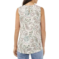 Paisley-Floral Sleeveless Blouse