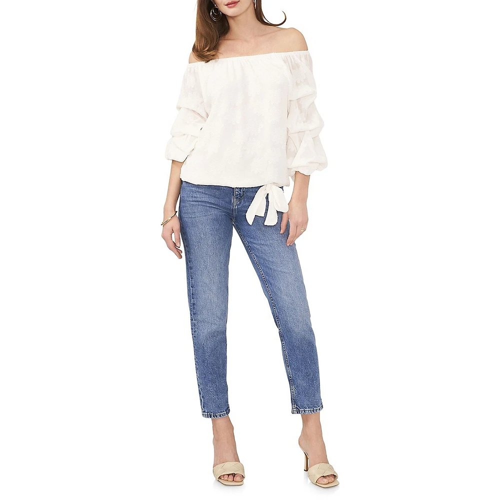 Off-The-Shoulder Bubble-Sleeve Top