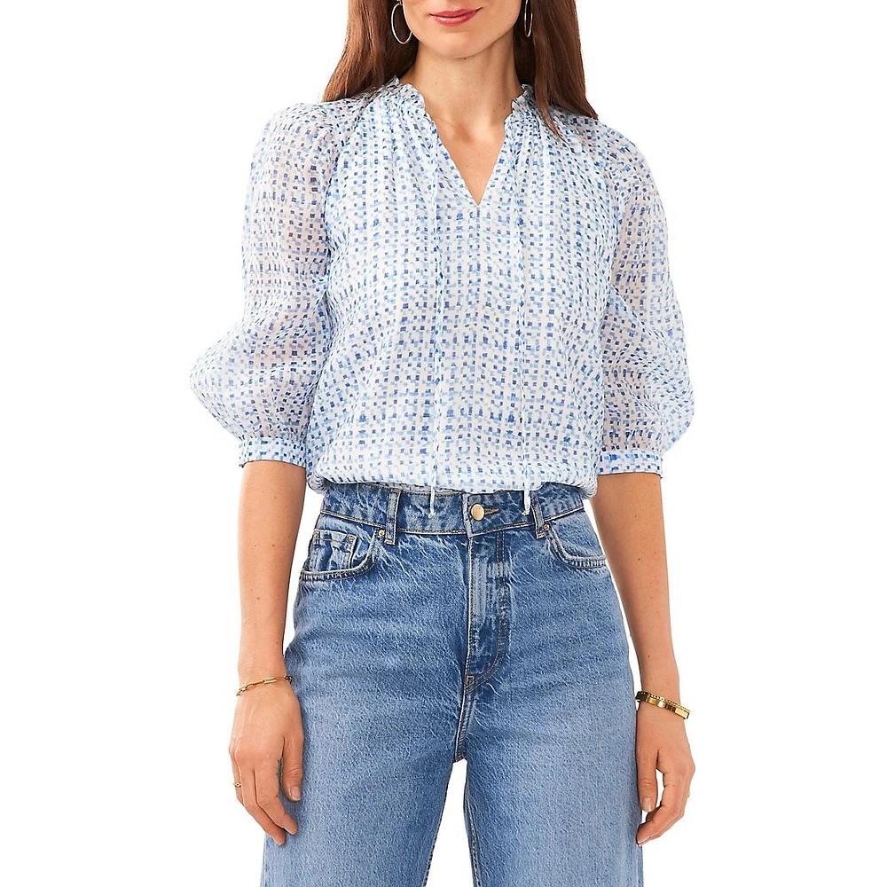 Tie-Neck Peasant Blouse