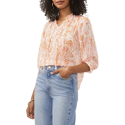 Tied-Splitneck Blouse