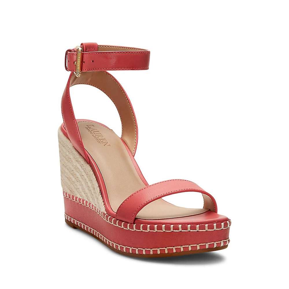 Hilarie Nappa Leather Espadrille Wedge Sandals