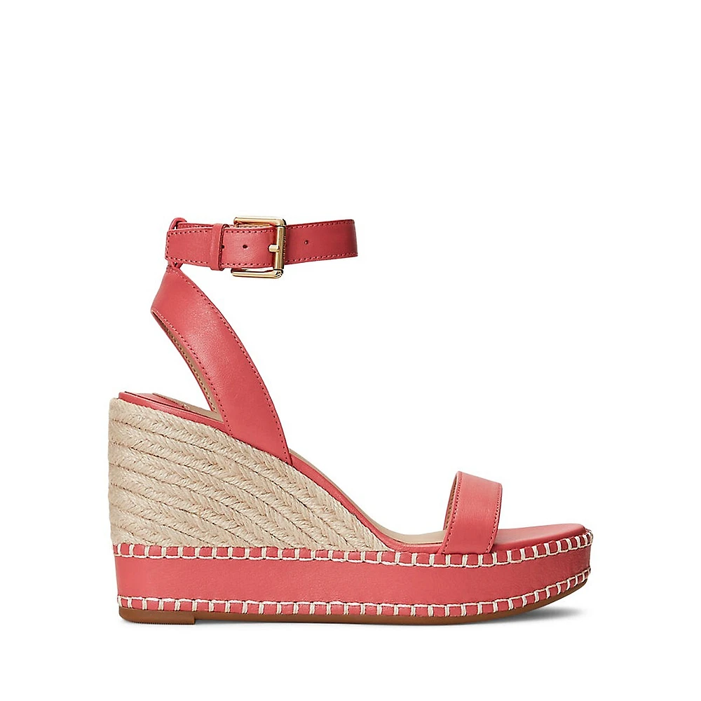 Hilarie Nappa Leather Espadrille Wedge Sandals