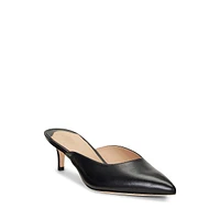 Adrienne Burnished Leather Kitten-Heel Mules