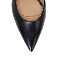 Adrienne Burnished Leather Kitten-Heel Mules