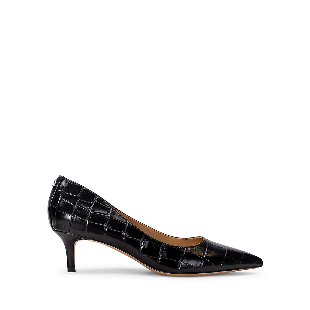 Adriene Croc-Embossed Leather Pumps