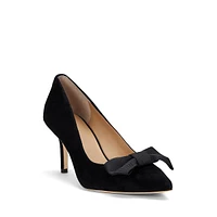 Lanette Bow-Trim Suede Dress Pumps