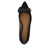 Londyn Bow-Trim Suede Ballet Flats