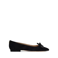 Londyn Bow-Trim Suede Ballet Flats