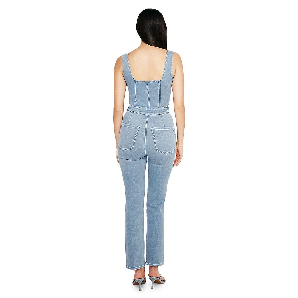 Fit For Success Sleeveless Denim Skinny Jumpsuit