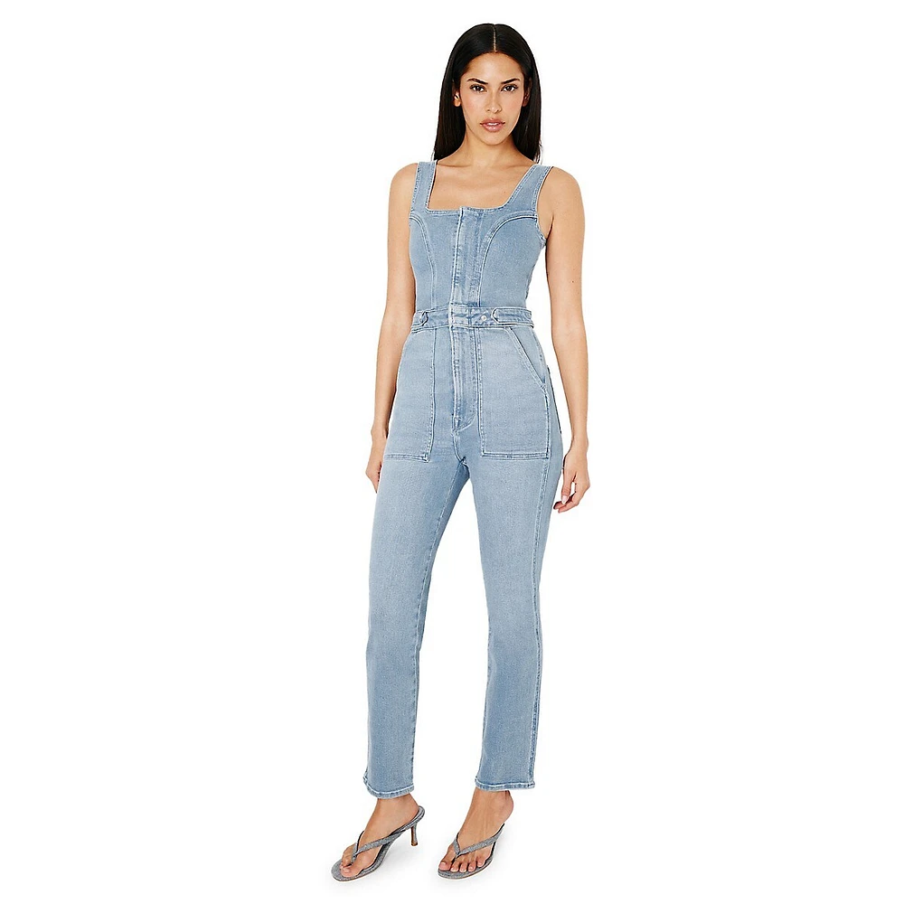 Fit For Success Sleeveless Denim Skinny Jumpsuit