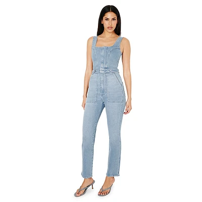 Fit For Success Sleeveless Denim Skinny Jumpsuit